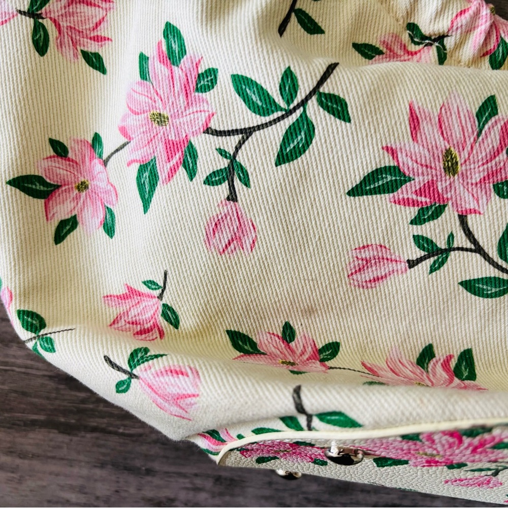Draper James Bag Top Handle Purse Floral Pink Beige Canvas Boho Dainty See Below - Picture 6 of 12